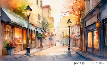 水彩画 イタリア カルカータ 路地裏 水彩画 イタリア カルカータ 路地裏（発掘 - 新登場ブランド