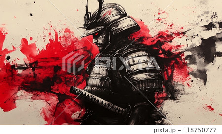 水墨画 武士の絵 赤いフレームなし 水墨画 武士の絵額縁付き Amazon.co.jp: 侍 武士 忍者 太刀 墨絵