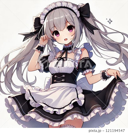 女の子 ツインテール メイド服のイラスト素材 - PIXTA