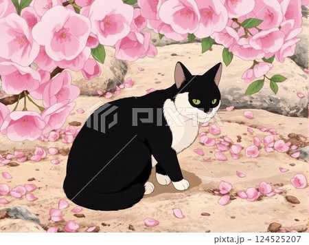 花 動物 猫 桜のイラスト素材 - PIXTA