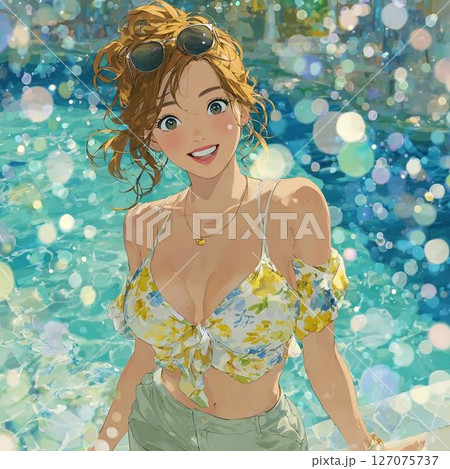 ビキニスタイルの女性イラスト マイクロビキニのグラマーな女性のイラスト素材 [117205127] - PIXTA