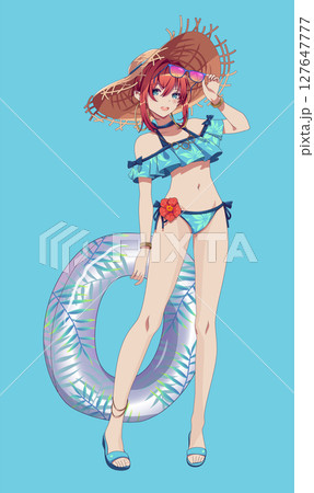 ビキニスタイルの女性イラスト アニメ ビキニ ビキニ姿 女性のイラスト素材 - PIXTA