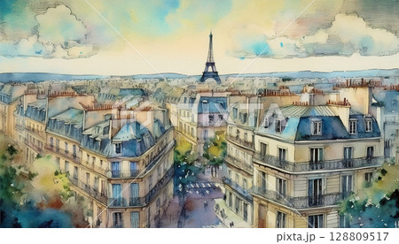 ヨーロッパ街並み　夜景　水彩画　原画 ヨーロッパ街並み 夜景 水彩画 原画 8. 原画 水彩画 ヨーロッパ