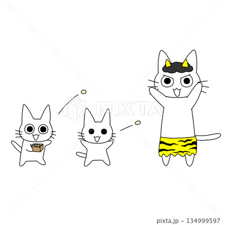 節分 豆まき ベクター 猫のイラスト素材 - PIXTA