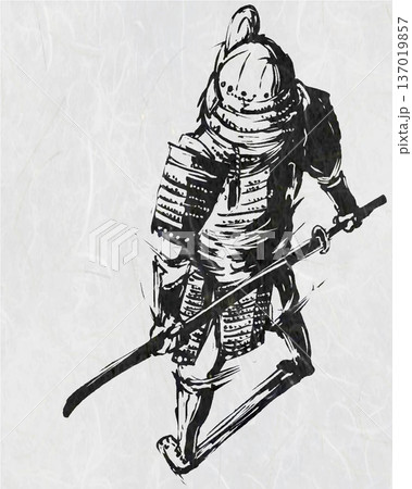 侍 水墨画のイラスト素材 - PIXTA