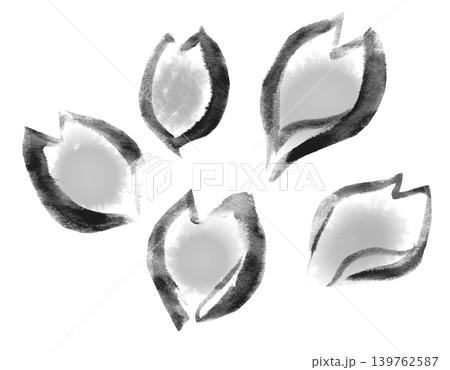 薔薇 ばら バラ 水墨画の写真素材 - PIXTA